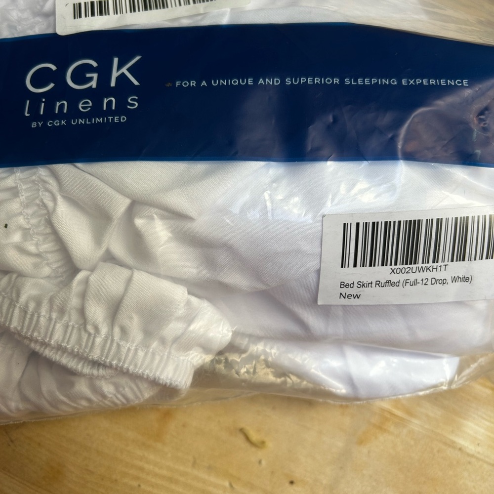 CGK Linens White Bed Skirt dust ruffle 12 inch drop Full size